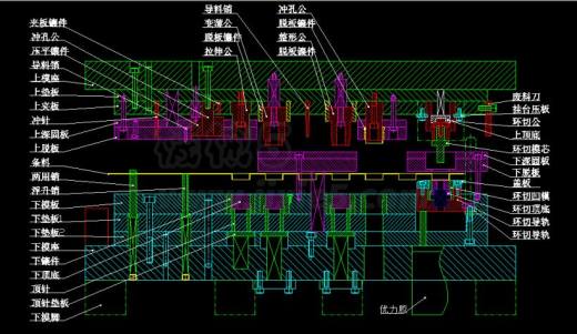变薄拉深带旋切的经典模具结构，全套图纸缩略图