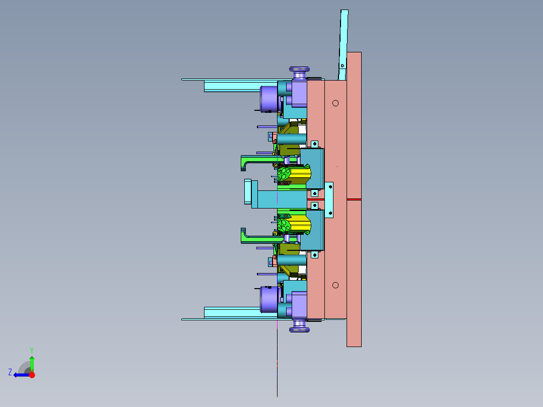 大型汽车产品一出二钢板模右视图