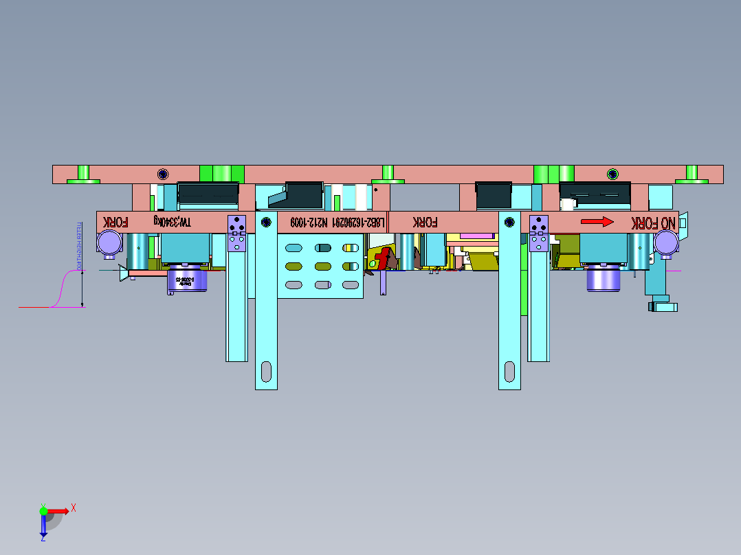 大型汽车产品一出二钢板模俯视图