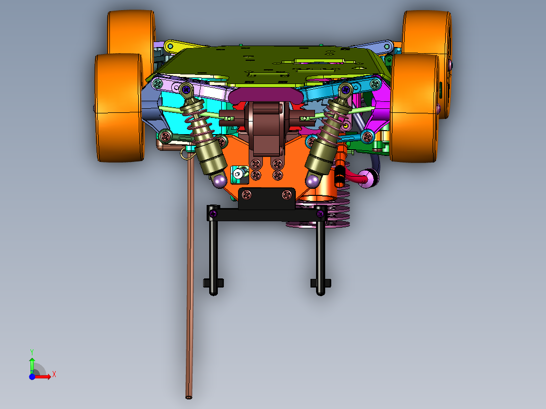 烧油四驱油动拉力玩具车前视图