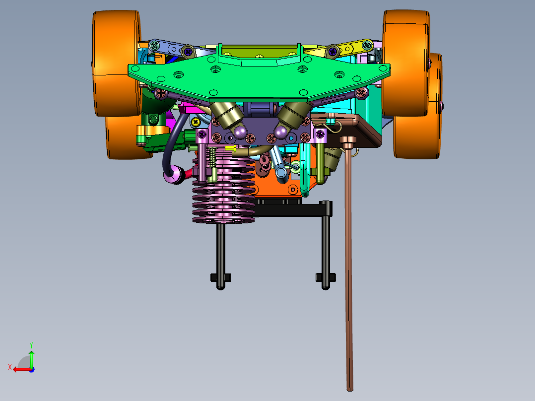 烧油四驱油动拉力玩具车后视图