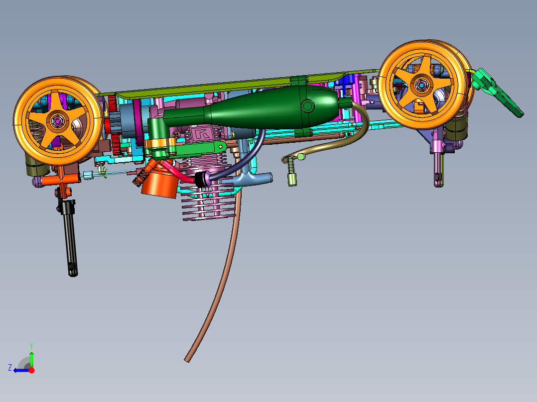 烧油四驱油动拉力玩具车右视图
