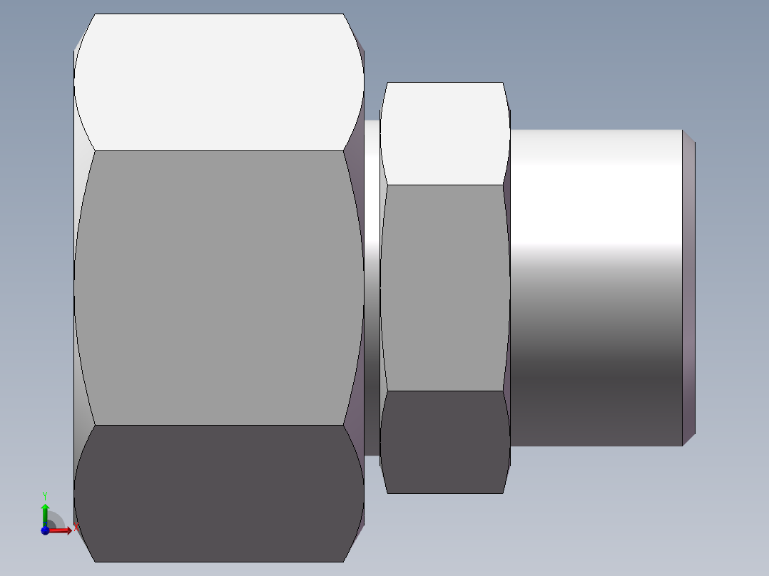 直通变径接头、2D-24-30前视图