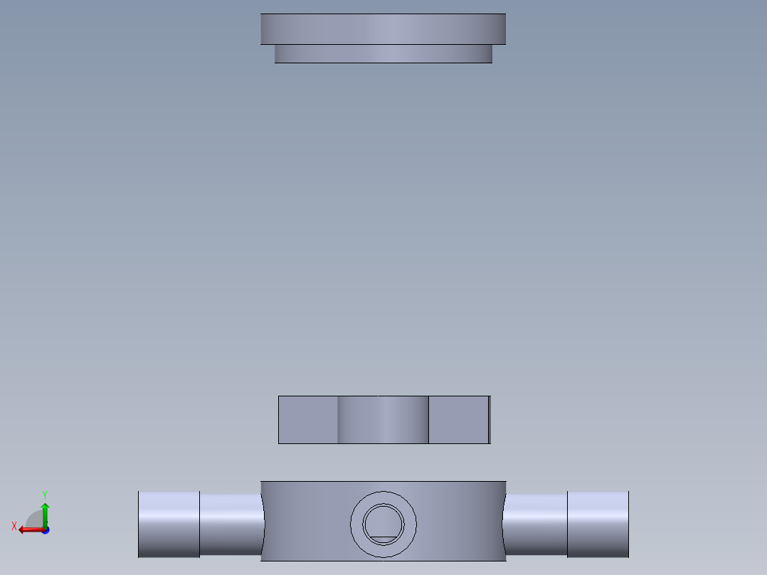 微型伺服分配水T形阀后视图