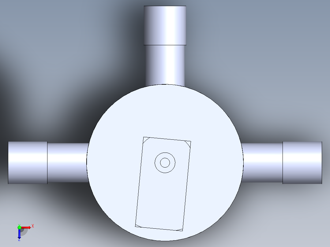 微型伺服分配水T形阀俯视图