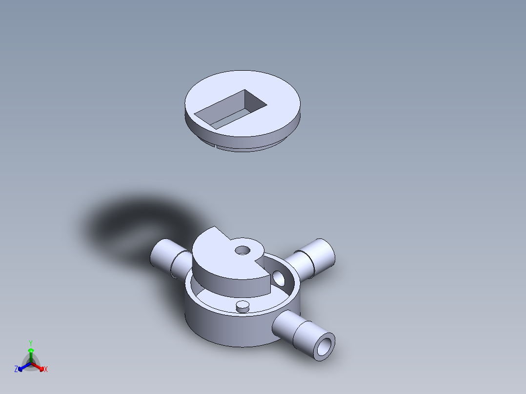 微型伺服分配水T形阀正等轴测图