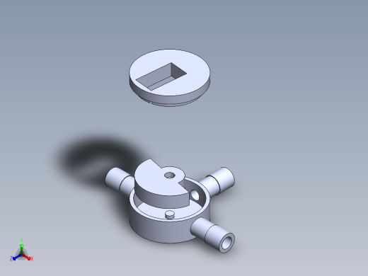 微型伺服分配水T形阀正等轴测缩略图