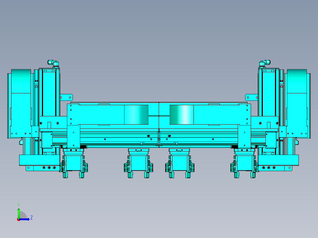 四工位移动抓取机构模型左视图