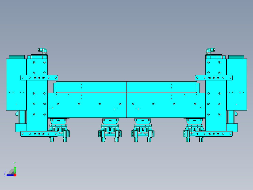 四工位移动抓取机构模型右视图