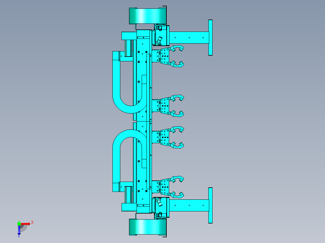 四工位移动抓取机构模型俯视图