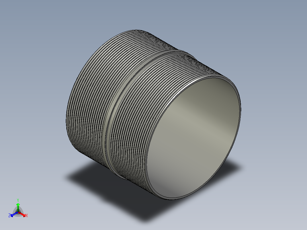 螺纹管对丝-圆边等径 DN100正等轴测图