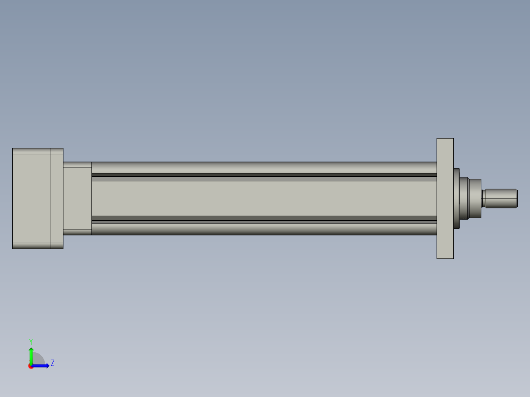 折返式HH65-R210-60法兰前法兰+外螺纹-B电动缸HH65-R210-60法兰左视图