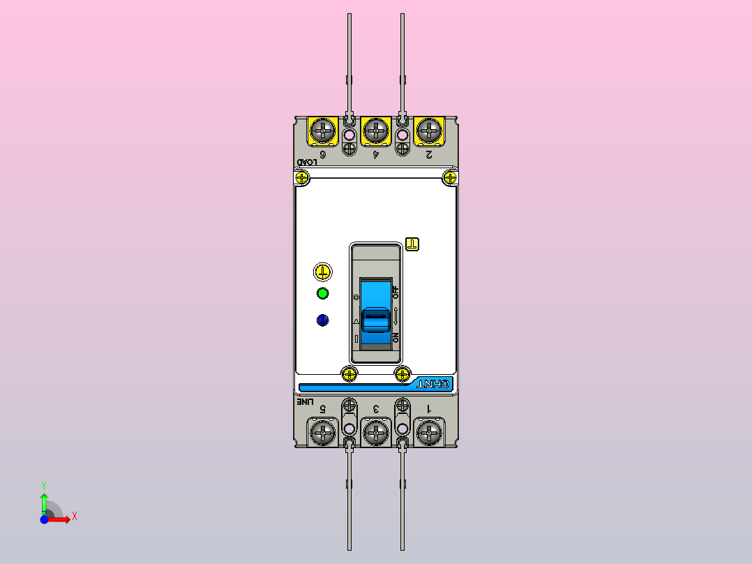 NXMLE-125H 3P剩余电流动作断路器三维模型202209前视图