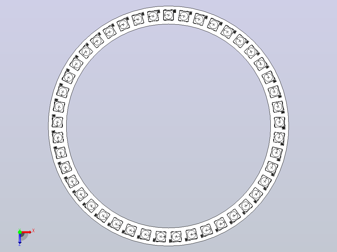 WS2812B环8至45 LED白色PCB俯视图