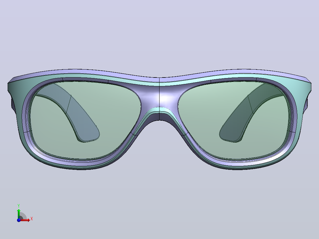 运动眼镜3D数模图纸 Solidworks设计前视图