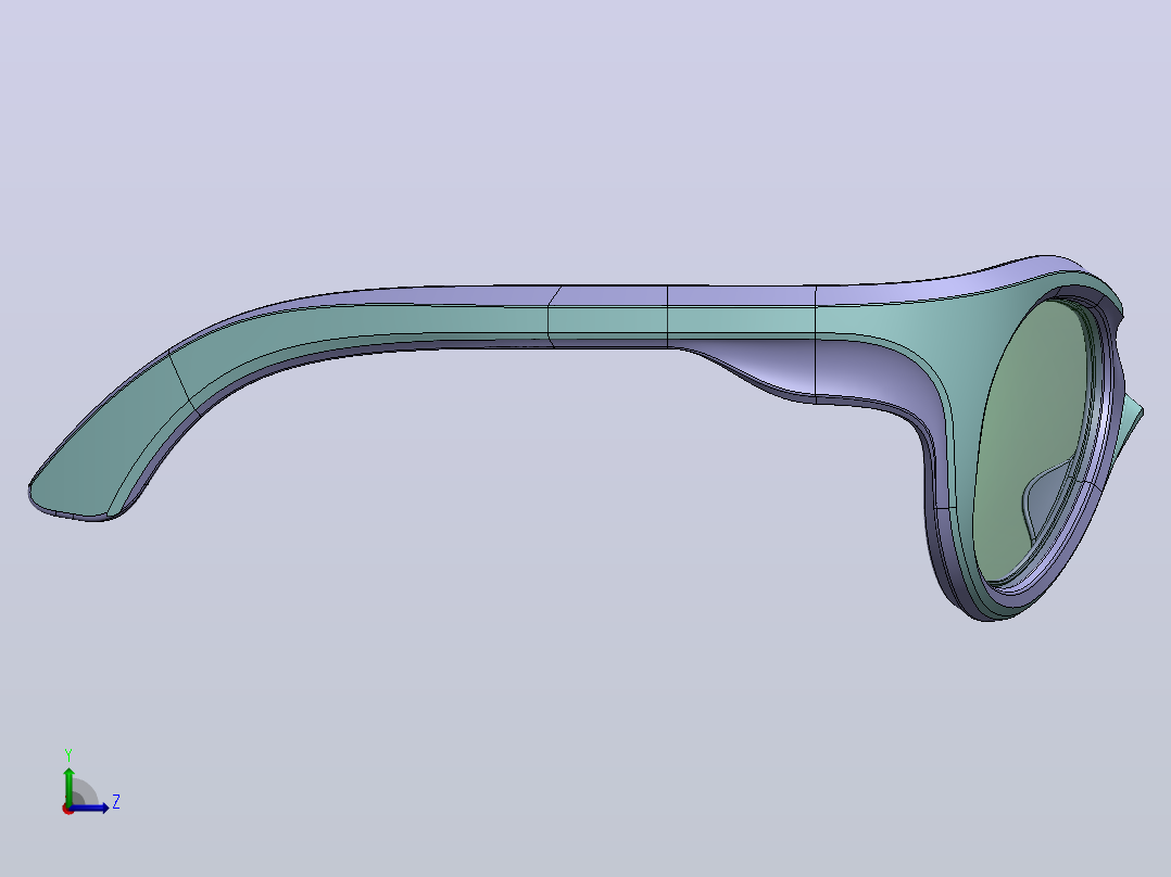 运动眼镜3D数模图纸 Solidworks设计左视图