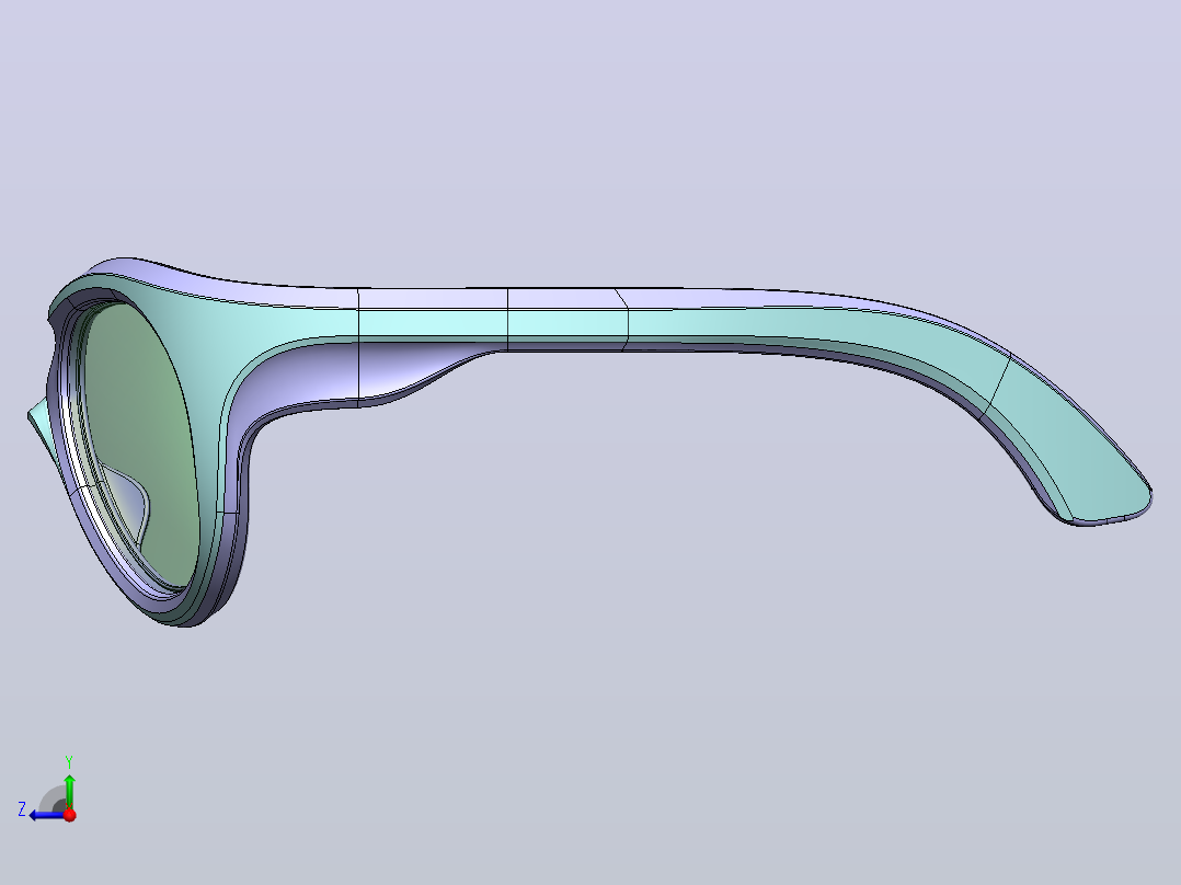 运动眼镜3D数模图纸 Solidworks设计右视图