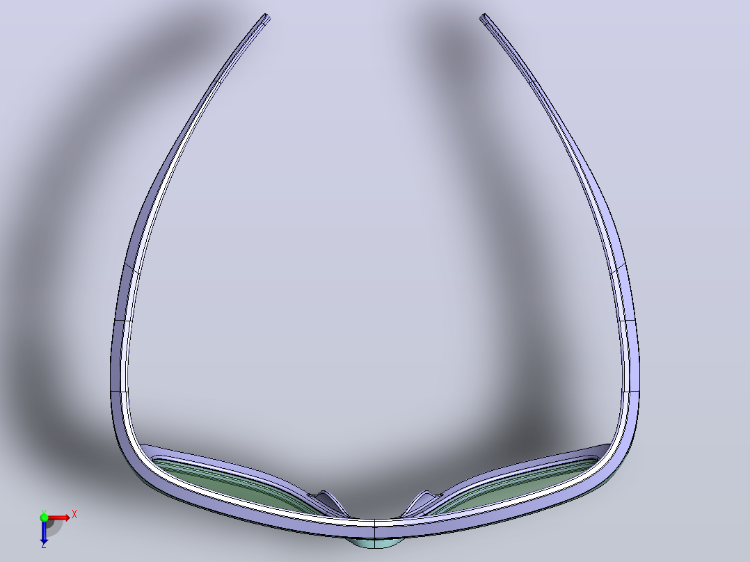 运动眼镜3D数模图纸 Solidworks设计俯视图