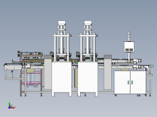 USB数据线材上下料与治具回流线设备3D图纸 Solidworks前视缩略图