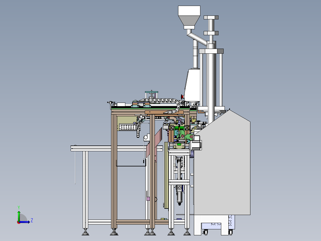 USB数据线材上下料与治具回流线设备3D图纸 Solidworks左视图