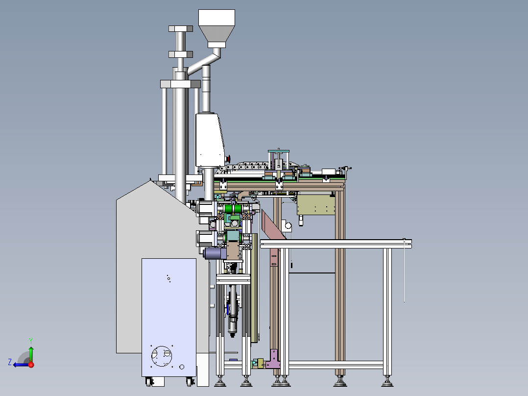 USB数据线材上下料与治具回流线设备3D图纸 Solidworks右视图