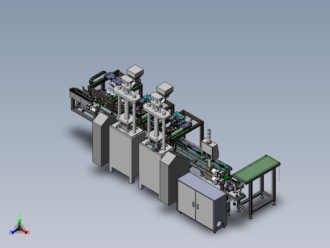 USB数据线材上下料与治具回流线设备3D图纸 Solidworks正等轴测图