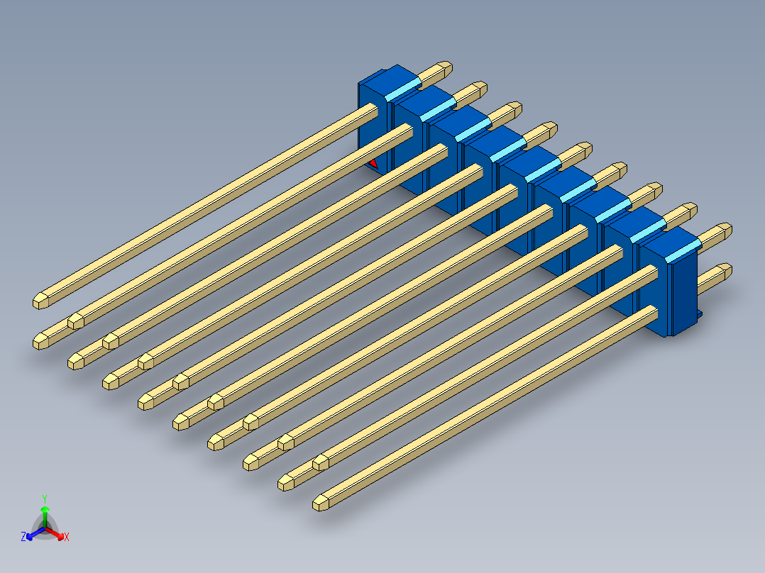 彩色公头100mil（2.54mm）系列-DS1021_blue_2x09p_100mil_Type43_rev1.0主视图