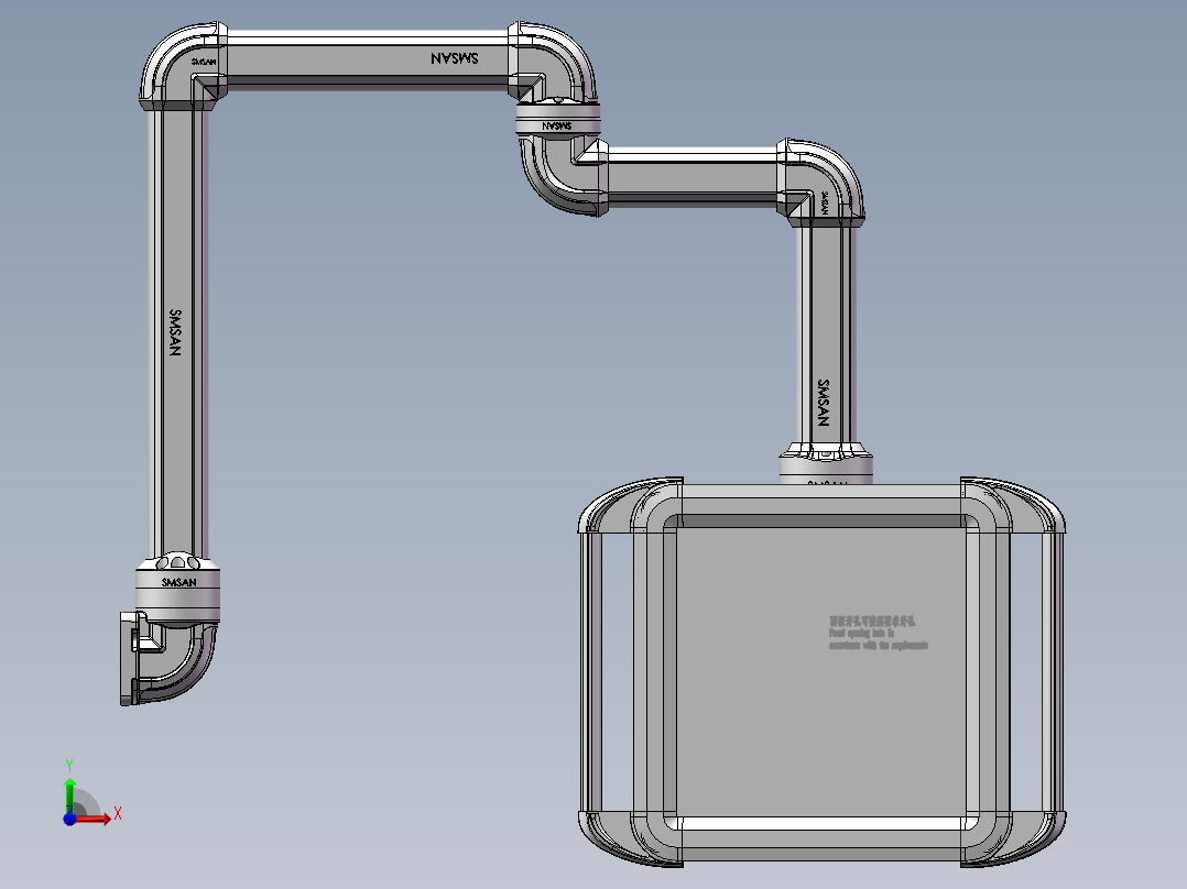 向下锤子墙座+转角+转角+箱体连接器+控制箱前视图