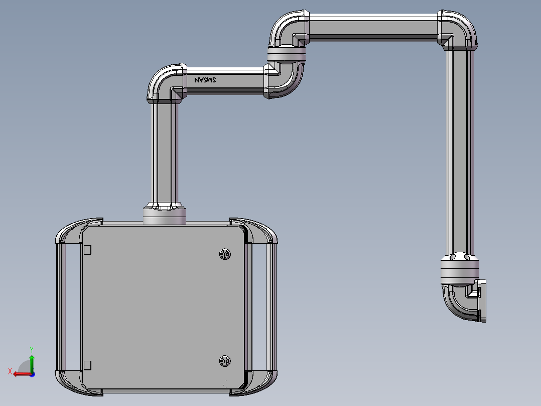 向下锤子墙座+转角+转角+箱体连接器+控制箱后视图