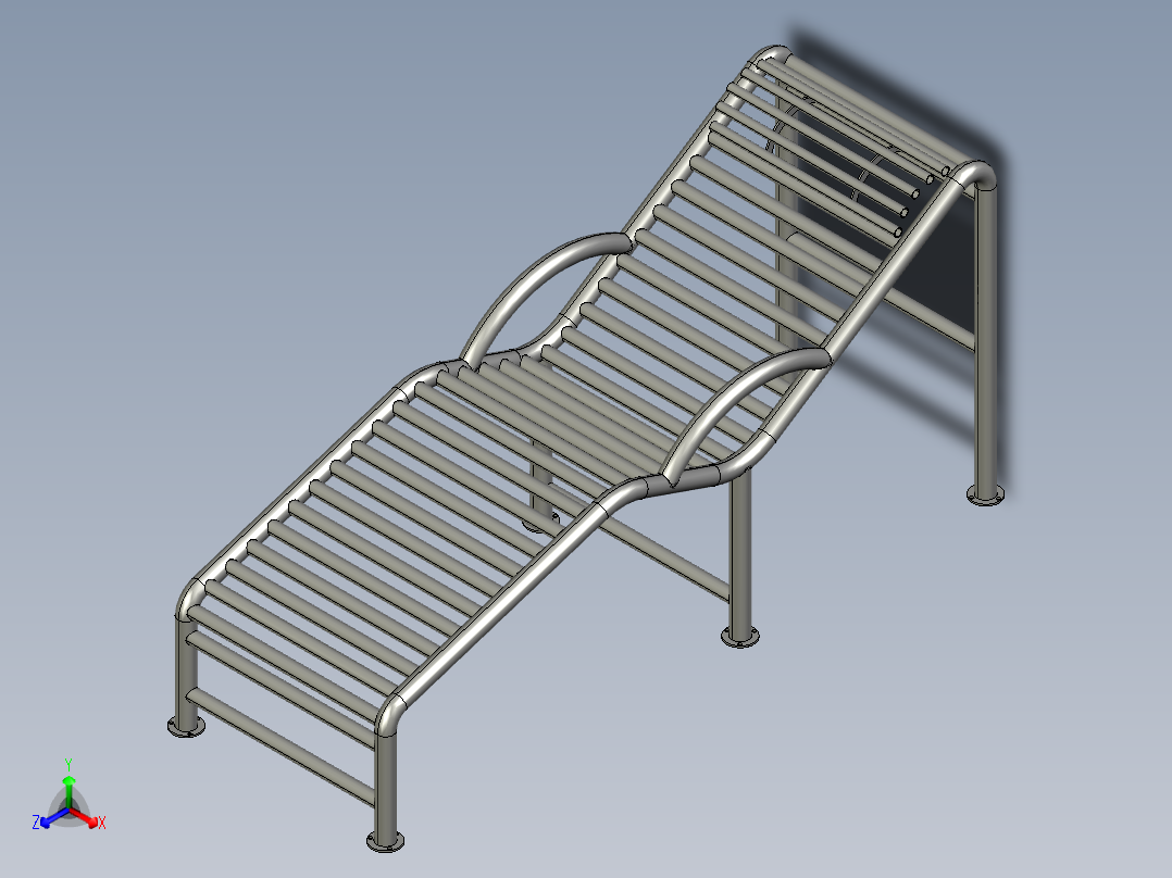 不锈钢躺椅正等轴测图