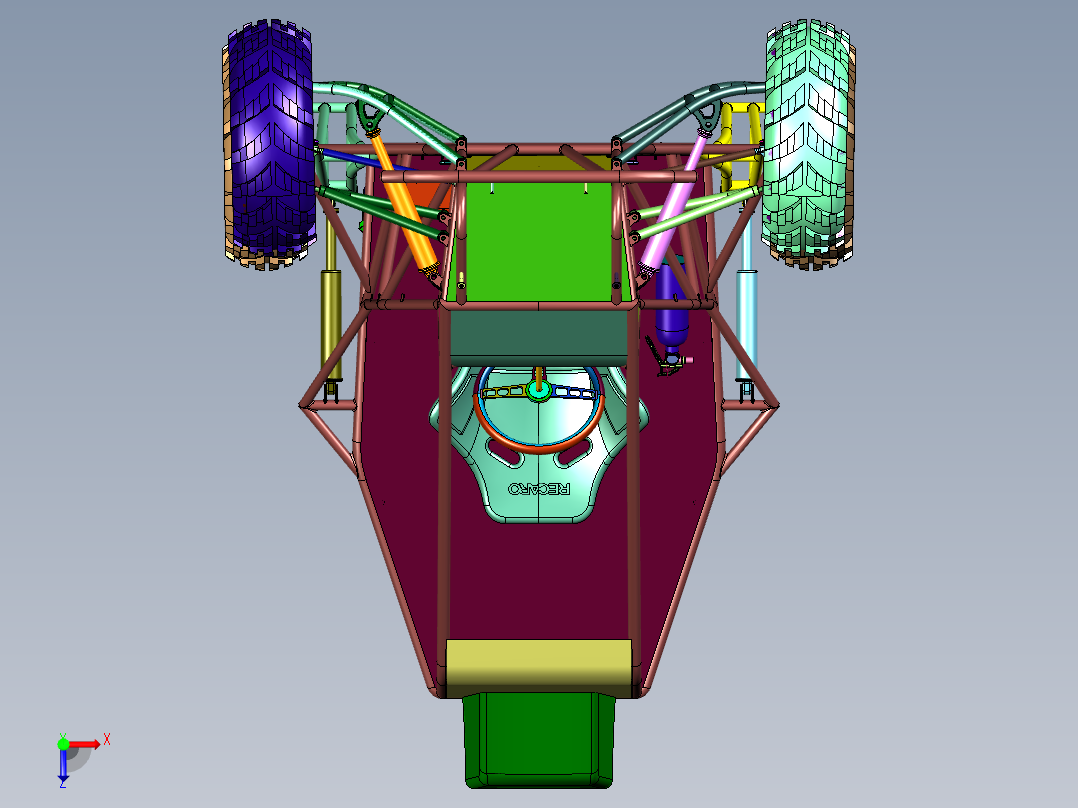 手工自造柴油越野钢管车俯视图
