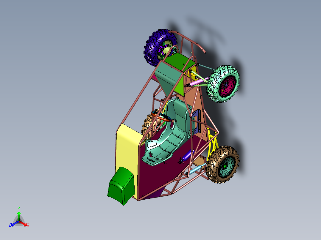手工自造柴油越野钢管车正等轴测图
