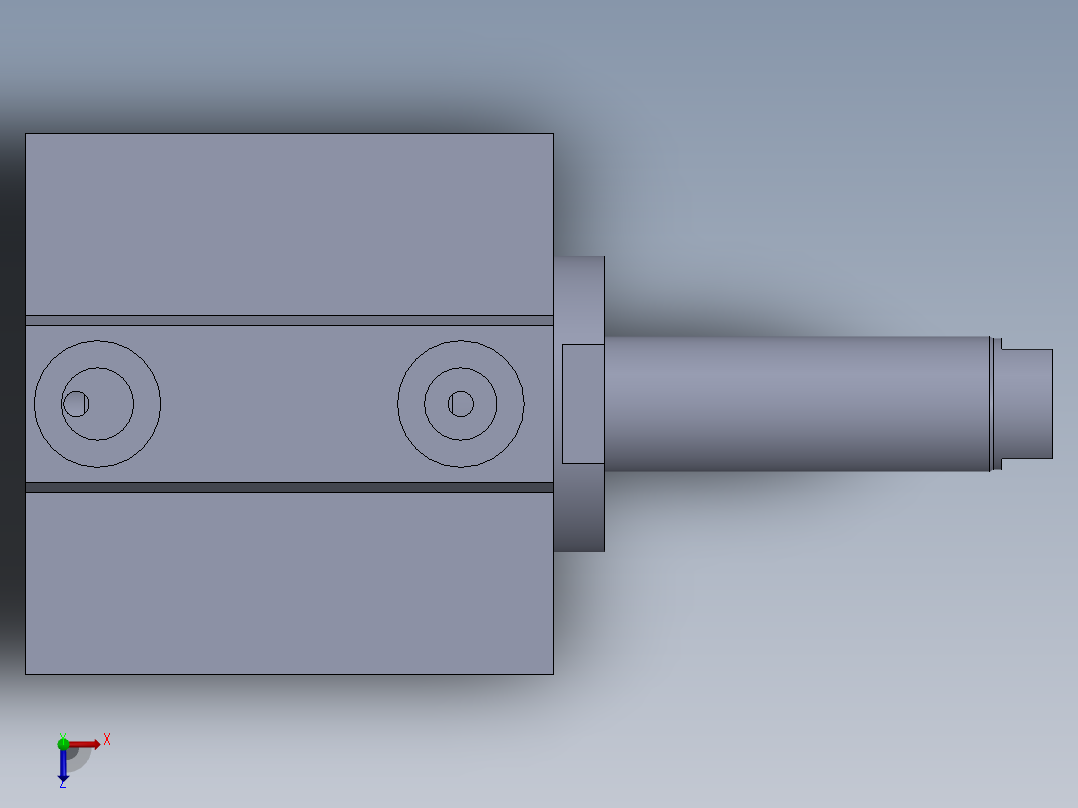 微型气缸俯视图