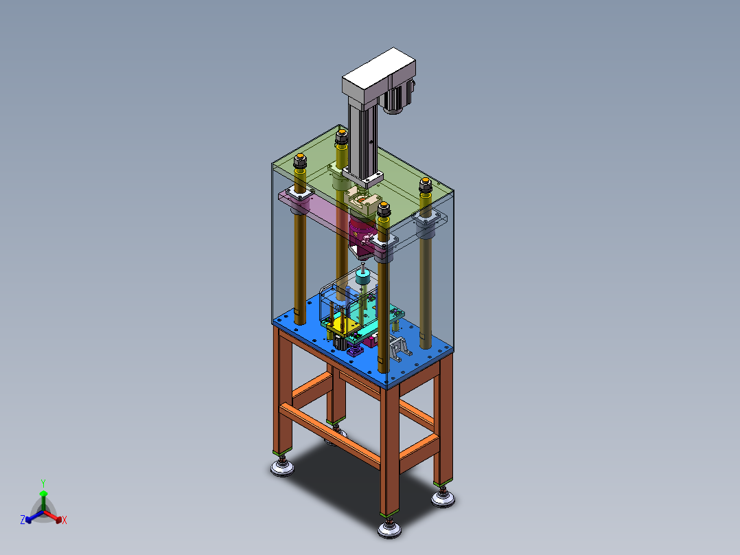 电机转子轴压装机正等轴测图
