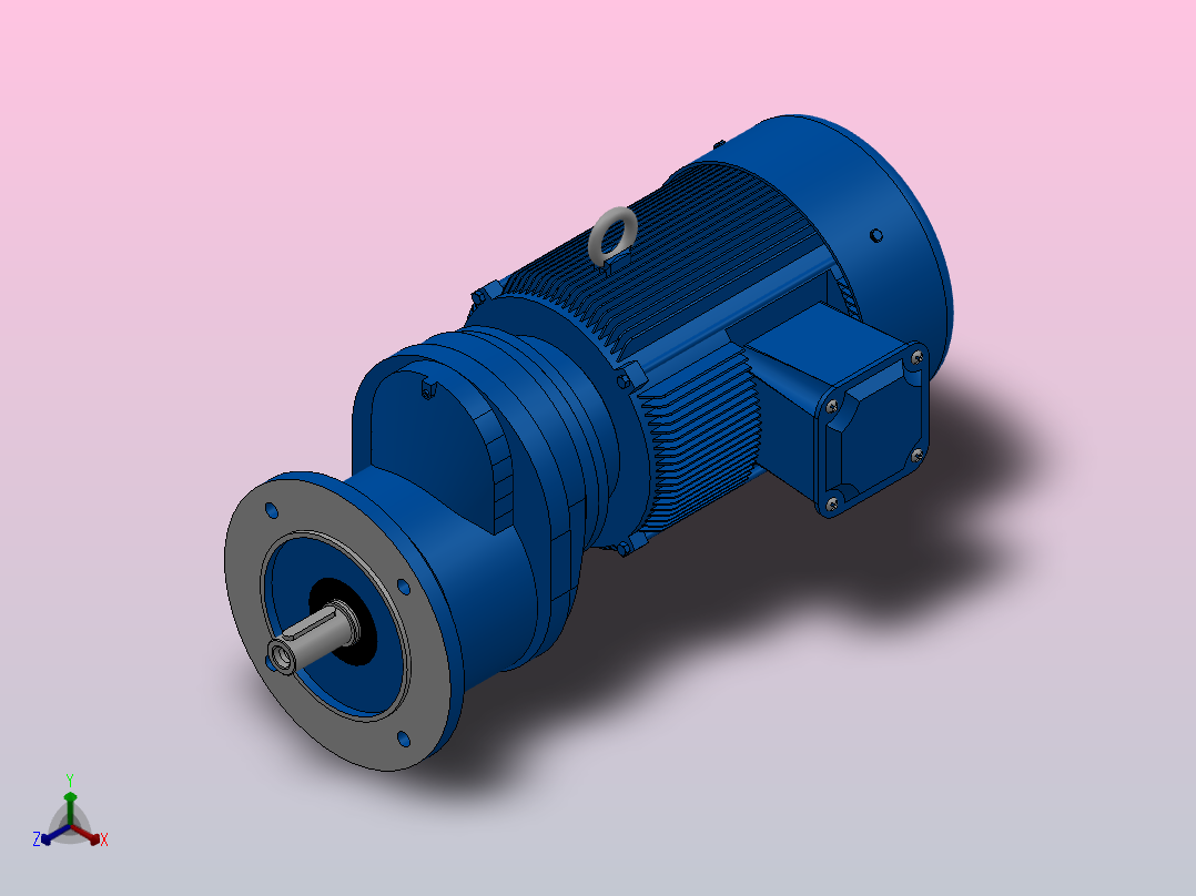 RXF67法兰轴伸式安装斜齿轮减速机RX67-Y1.1-4P-90S-M1-0°-Φ200主视图