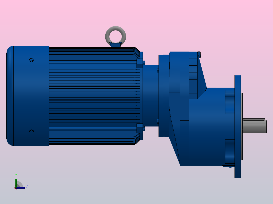 RXF67法兰轴伸式安装斜齿轮减速机RX67-Y1.1-4P-90S-M1-0°-Φ200左视图