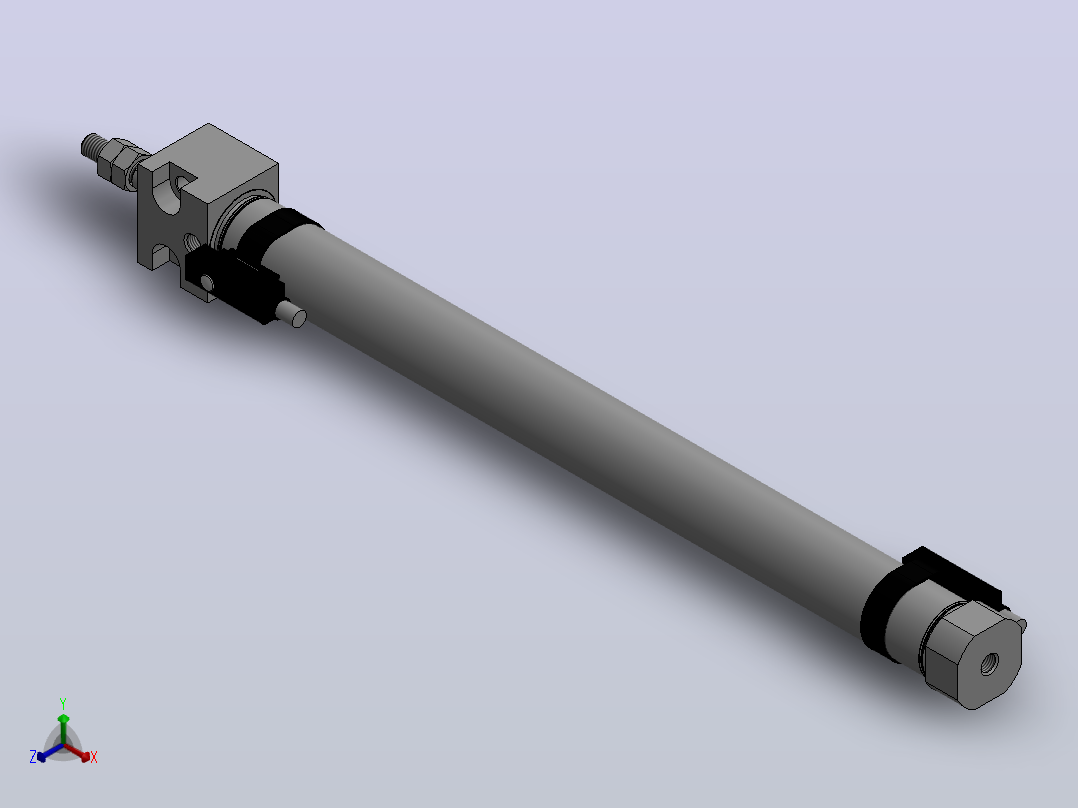 气缸PBR16X175SR+(CS1-M-2-0)正等轴测图