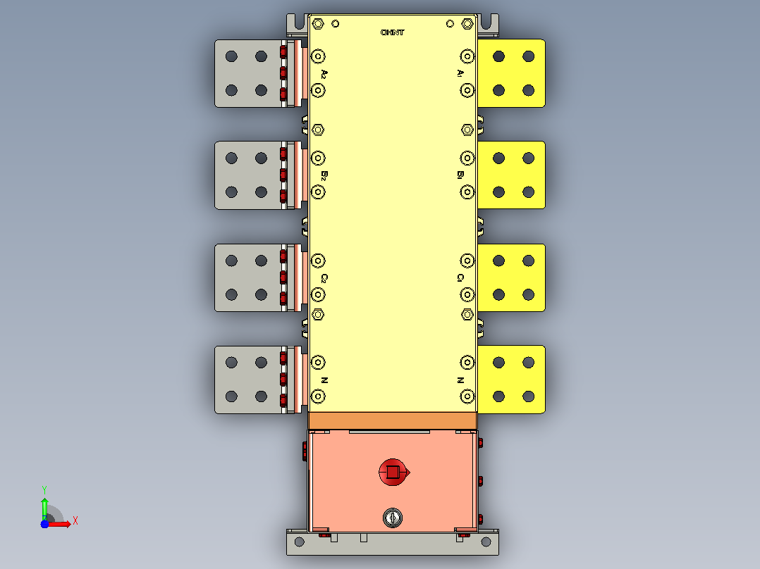 NH40-1600_4SZL 4P自动转换开关三维模型202011前视图