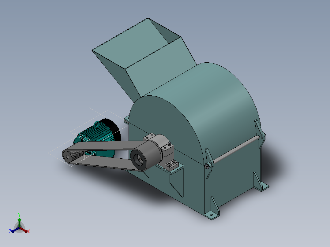 饲料破碎机任务书(sw+cad+说明书)正等轴测图