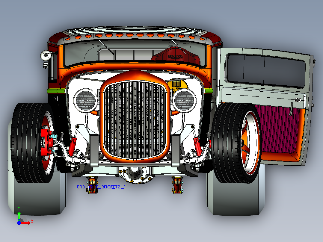 福特EcoBoost Hot Rod经典老爷车 3D模型（ProE前视图