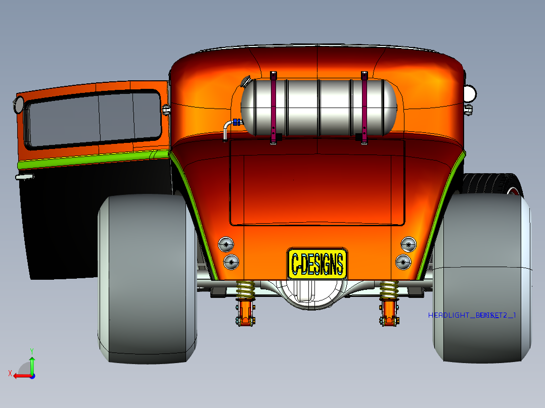 福特EcoBoost Hot Rod经典老爷车 3D模型（ProE后视图