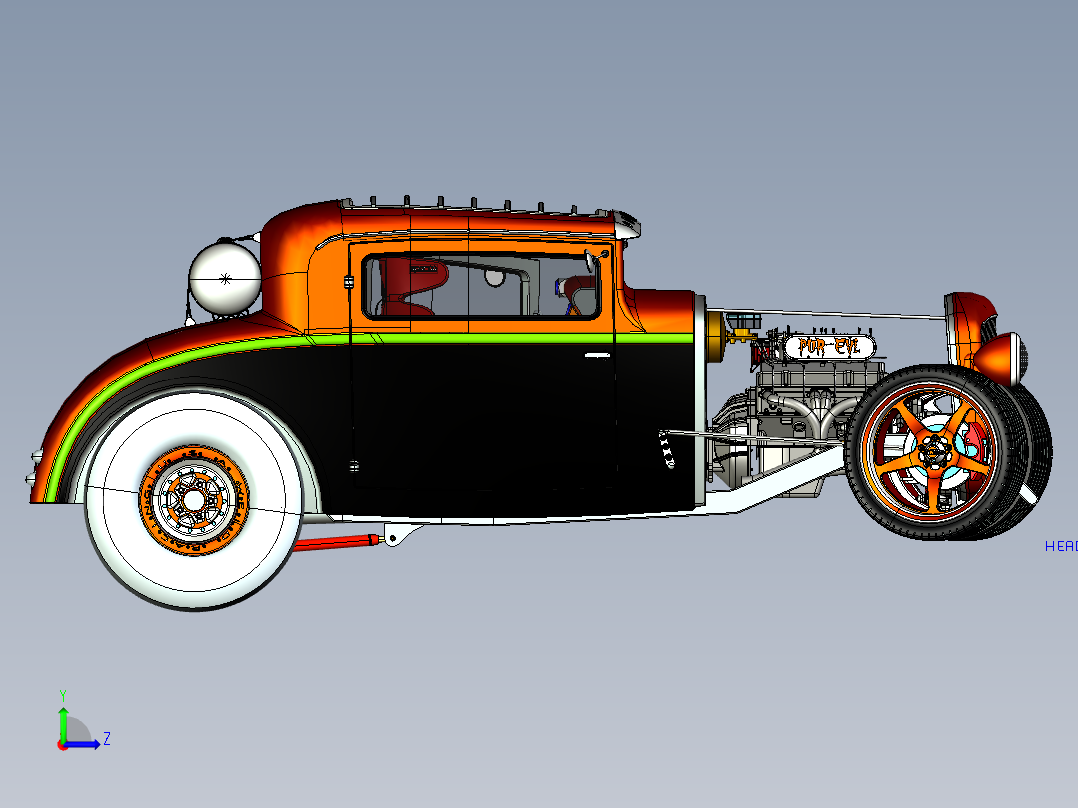 福特EcoBoost Hot Rod经典老爷车 3D模型（ProE左视图