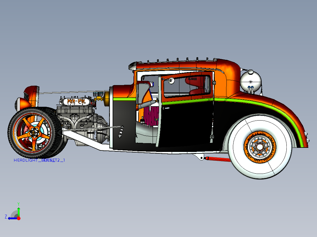 福特EcoBoost Hot Rod经典老爷车 3D模型（ProE右视图