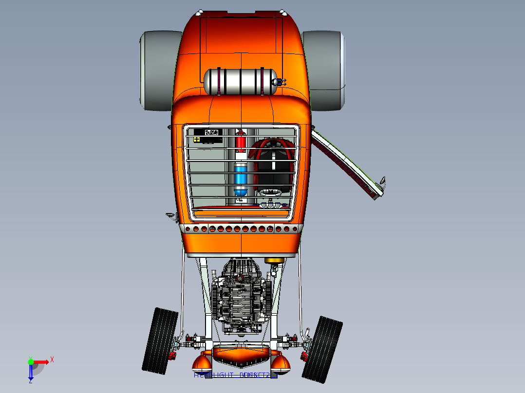 福特EcoBoost Hot Rod经典老爷车 3D模型（ProE俯视图