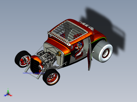 福特EcoBoost Hot Rod经典老爷车 3D模型（ProE正等轴测缩略图