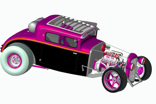 福特EcoBoost Hot Rod经典老爷车 3D模型（ProE缩略图