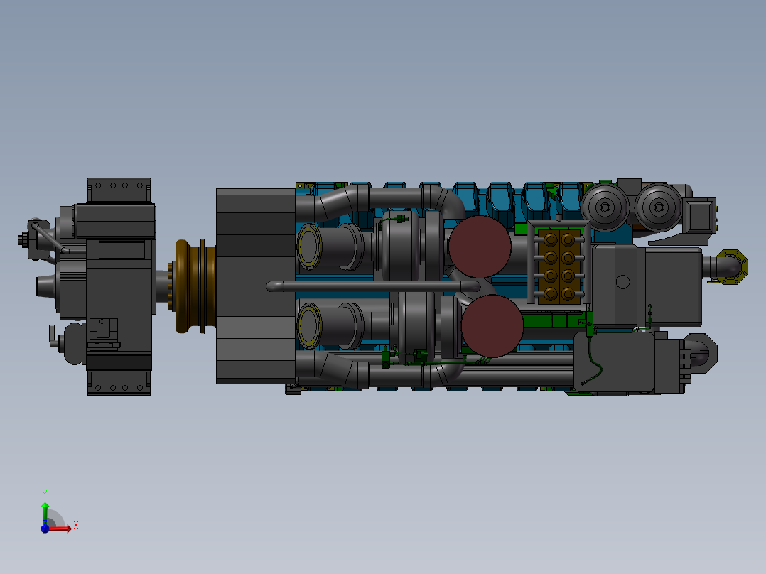 直流电机发动机前视图