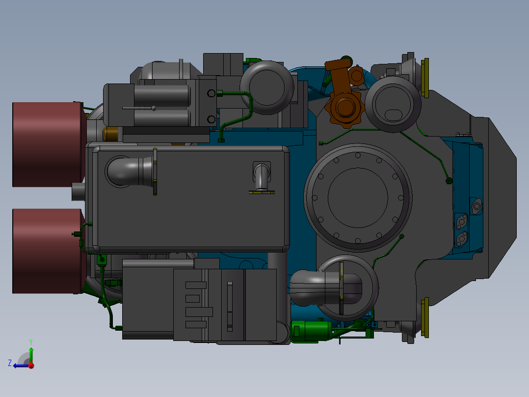 直流电机发动机右视图