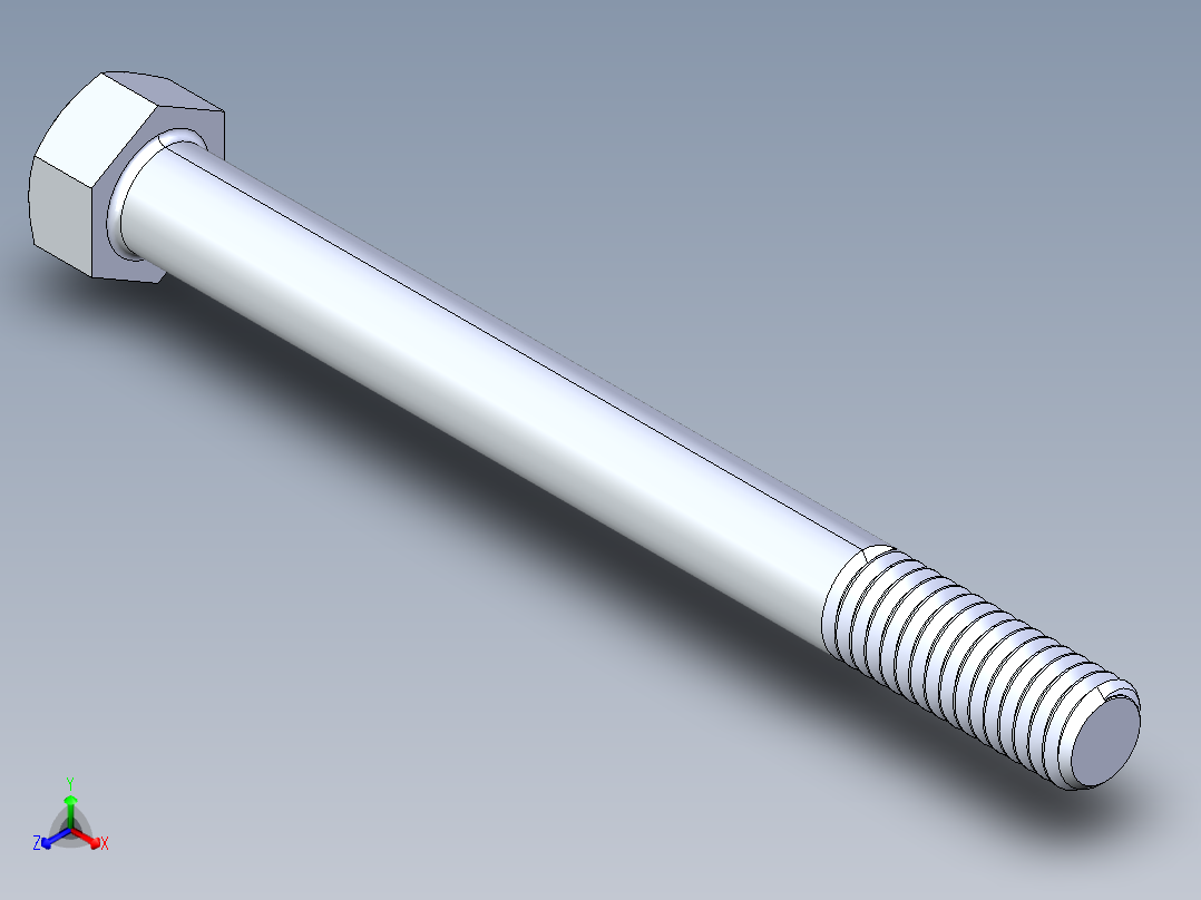 UNC 六角螺栓-Hex Bolt 0.375-16 x 4正等轴测图