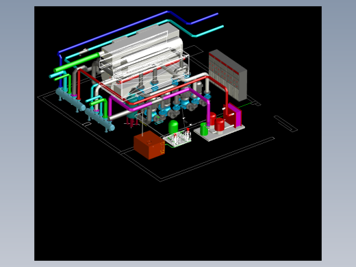 冷水机组机房3d图